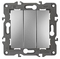 Выключатель без рамки Эра Elegance 3-кл. алюминий картинка